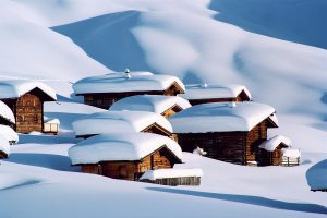 classic wooden stadels in switzerland ski resorts