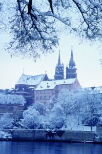 basel with snow in winter