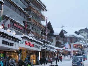 Snowy Village of Grindelwald at the foot of the Eiger. Above Interlaken in the Jungfrau region