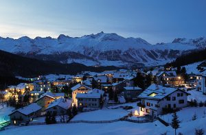 pontresina village view at dusk