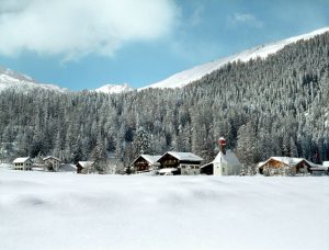 davos switzerland snowy village view