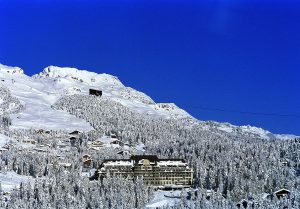 st-moritz snowy village and grand hotel