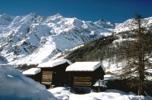 pictureesque wooden stadels in saas-fee