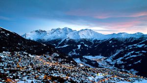 verbier village and sunset