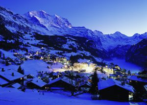 wengen village at night